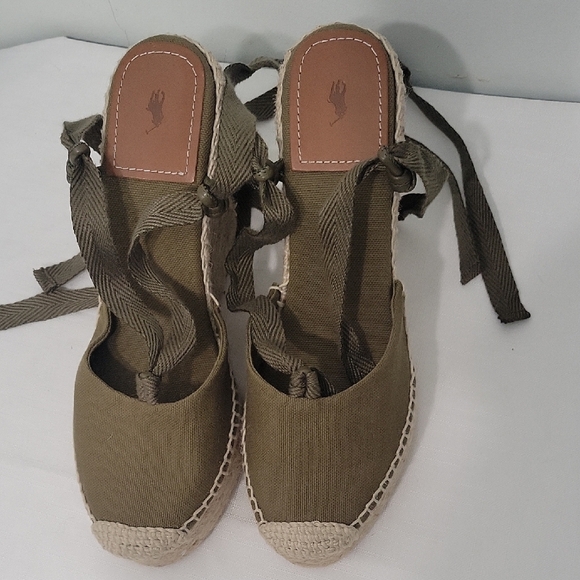 Ralph Lauren Olive Green Espadrille Wedge Sandals Size 7 New - Picture 2 of 11